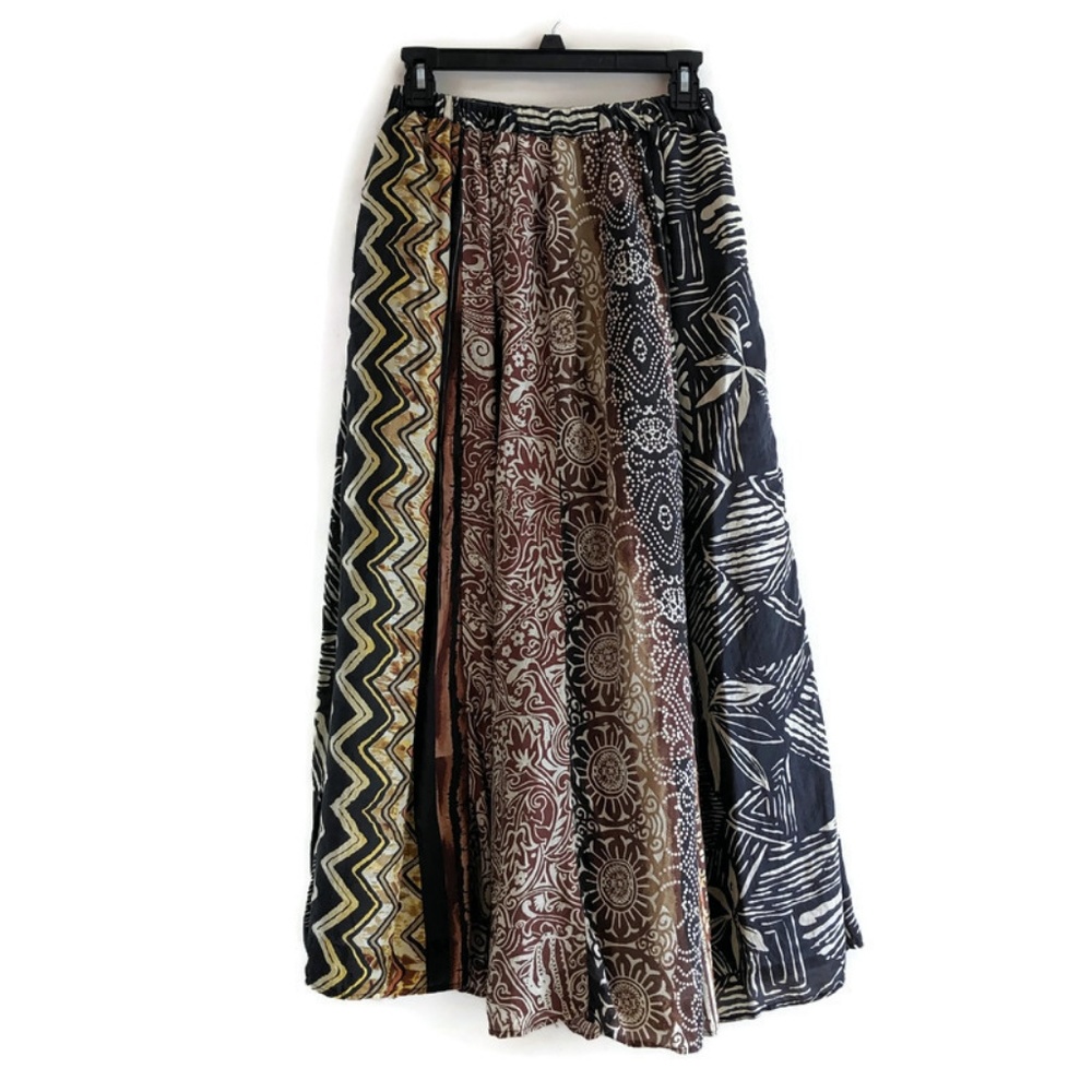 SOLD Chico's Silk Long Full Peasant Brown Skirt M - Picture 2 of 8